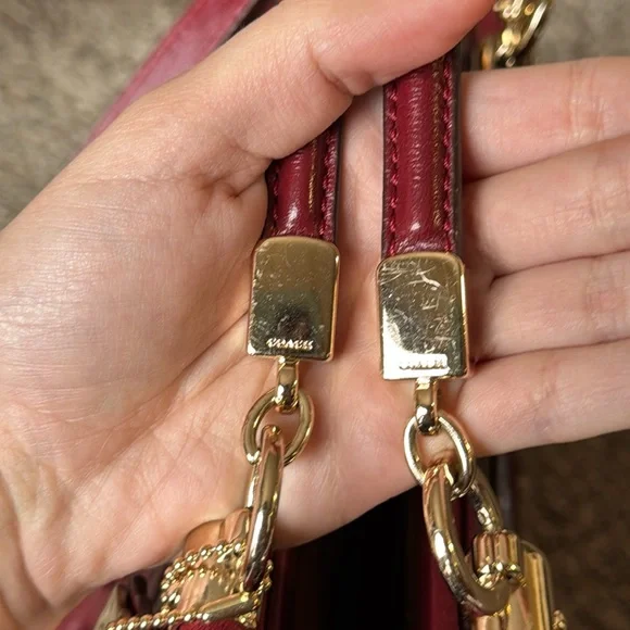 Coach Madison Satchel Bag Gathered Leather Brick Red - Picture 9 of 15